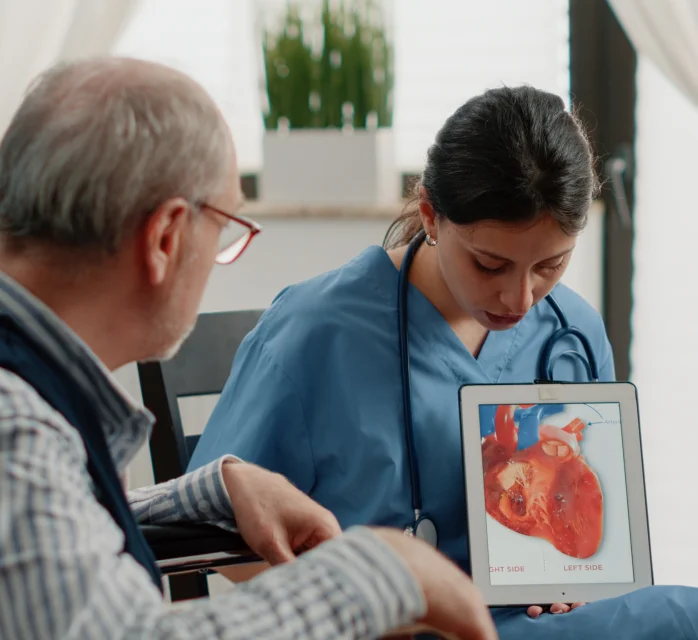 Doctor explaining heart health to patient