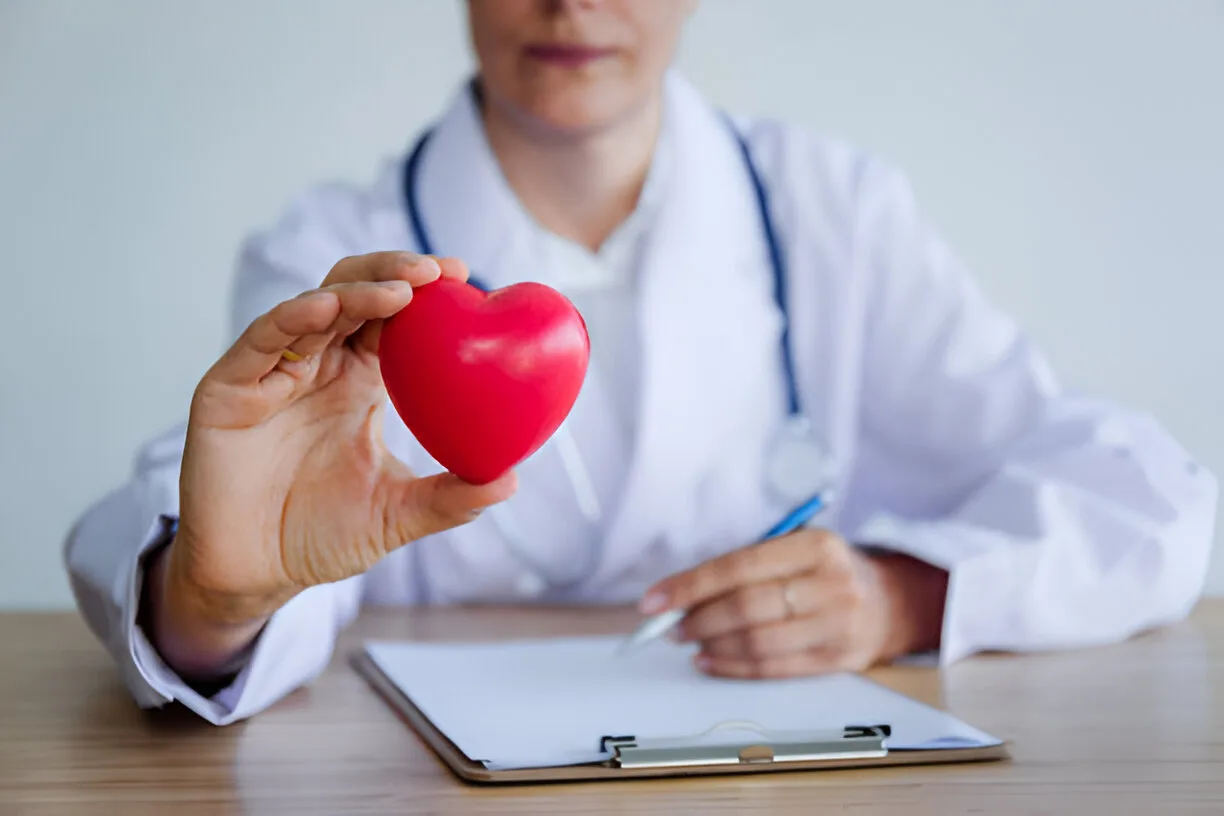 Doctor holding heart