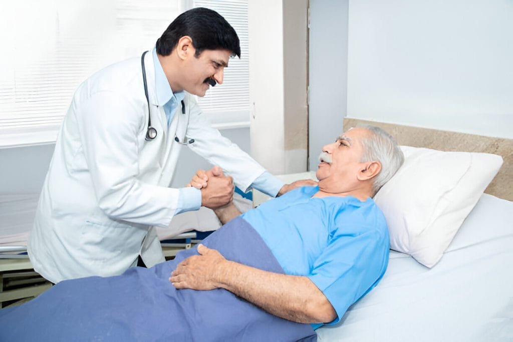 Doctor comforting patient