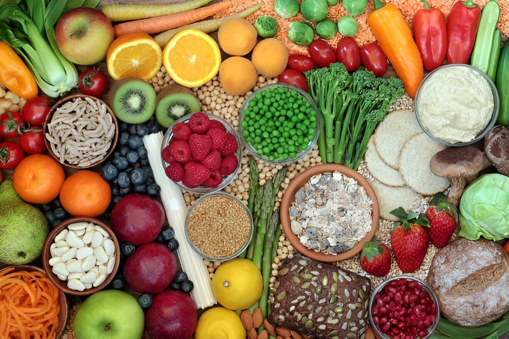 whole grains, veggies and legumes